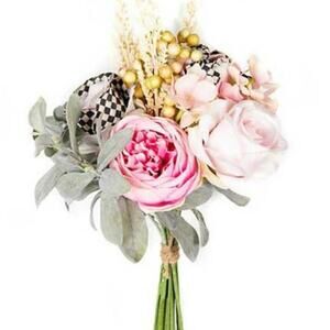 2 x Mackenzie-Childs bushing pink bouquet NWT faux florals NWT